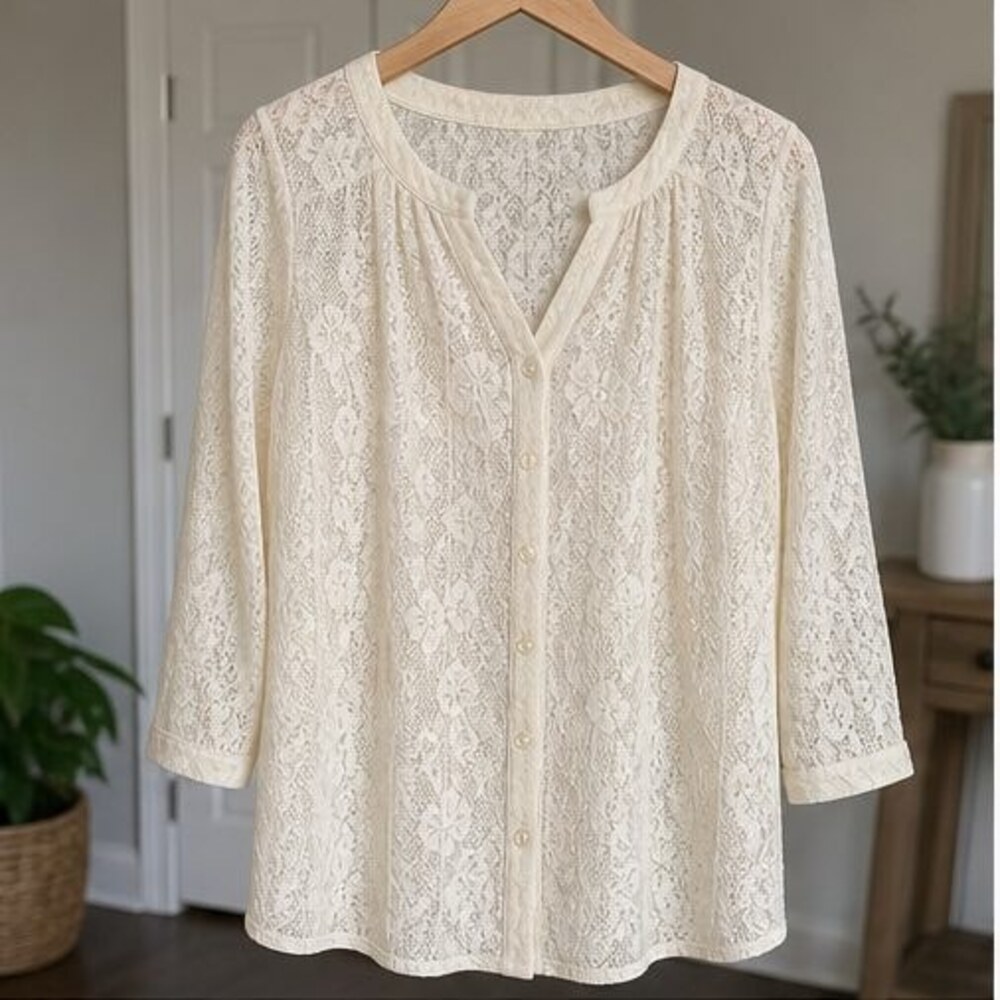 Cream Pleated Blouse